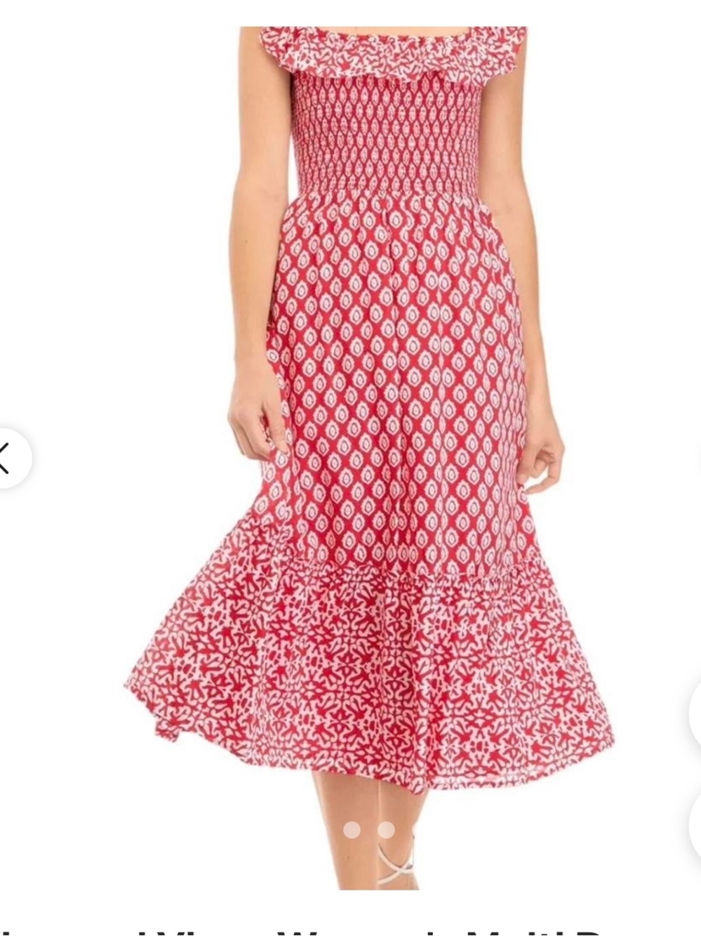 Vineyard Vines Red and White Ruffled Midi Dress